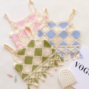 کراپ قلاب بافی طرح لوزی