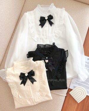 شومیز حریر پاپیونی