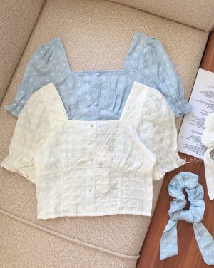 کراپ شومیز جلو دکمه+اسکرانچی