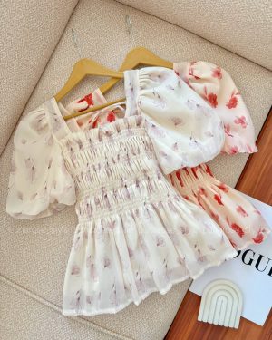 شومیز حریر گلدار