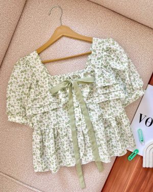 شومیز گلی سبز