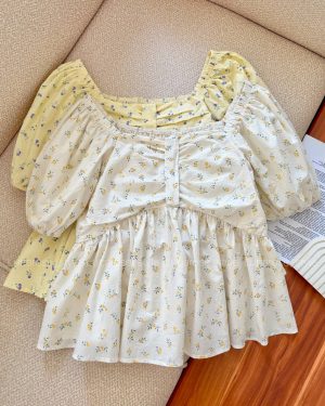 شومیز کتان گلگلی