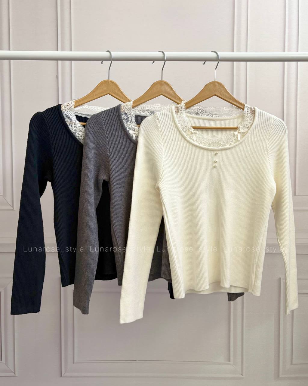 پلیور بافت یقه گیپور - Image 3