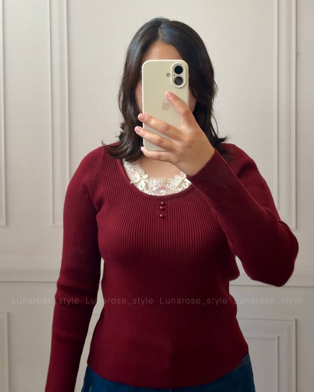 پلیور بافت یقه گیپور - Image 8