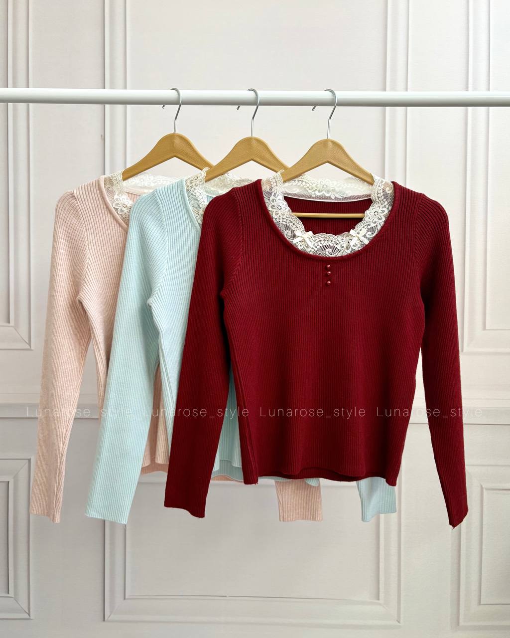 پلیور بافت یقه گیپور - Image 2